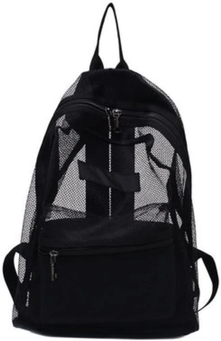 Transparent Mesh Backpacks Heavy Duty Semi-See Through Stadium Approved Student Backpack with Reinforced Straps (02#Black)