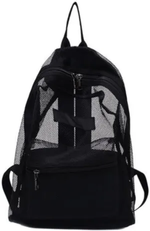 Transparent Mesh Backpacks Heavy Duty Semi-See Through Stadium Approved Student Backpack with Reinforced Straps (02#Black)
