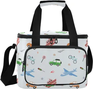 Transportation Light Blue Insulated Cooler Bag with Shoulder Strape Lunch Bag Travel Cooler for Camping Picnic Work