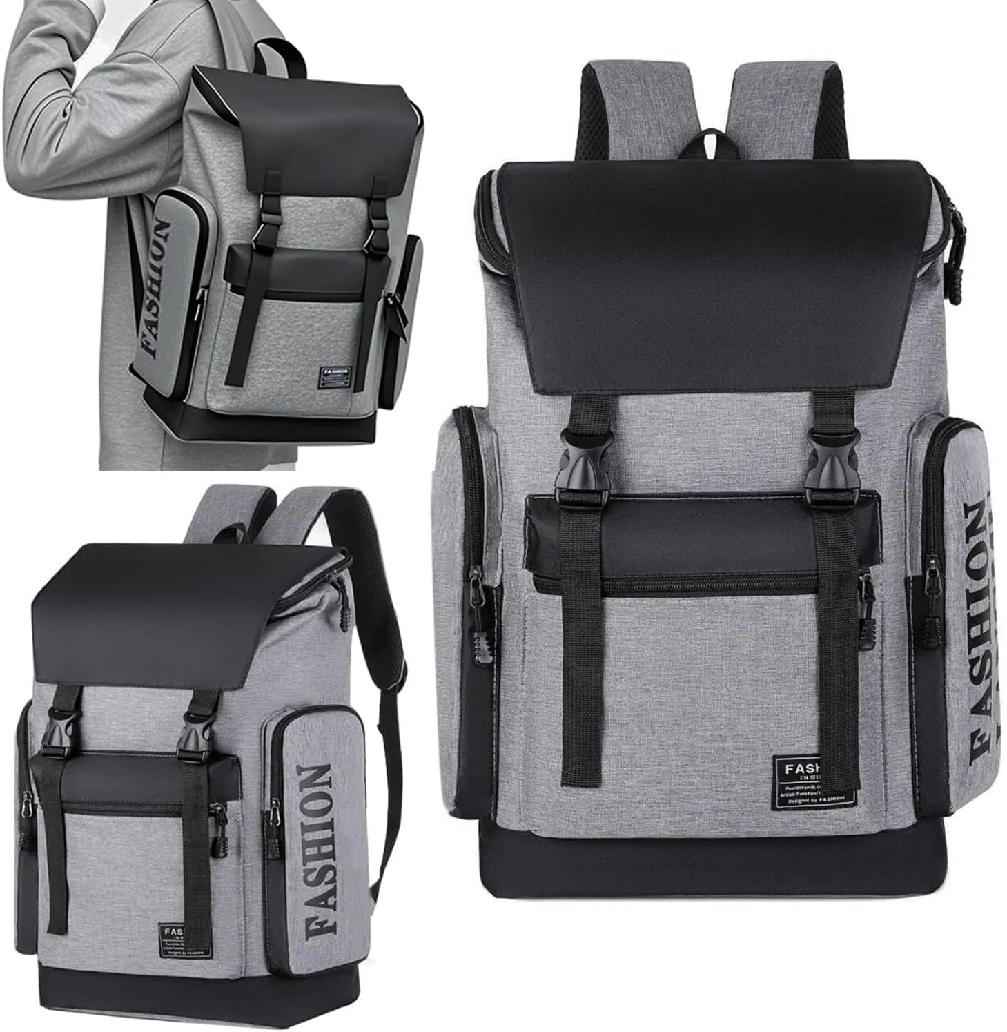 Travel Backpack 50L Women Men 15.6" Laptop Backpack Water Resistant Large Capacity Daypack College Work Casual (Grey)