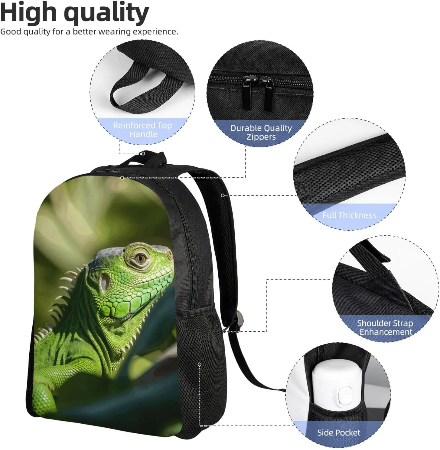 Travel Backpack for Women Men Lightweight 17 inch Laptop Bag Green Lizard Backpack Casual Daypack