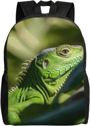 Travel Backpack for Women Men Lightweight 17 inch Laptop Bag Green Lizard Backpack Casual Daypack