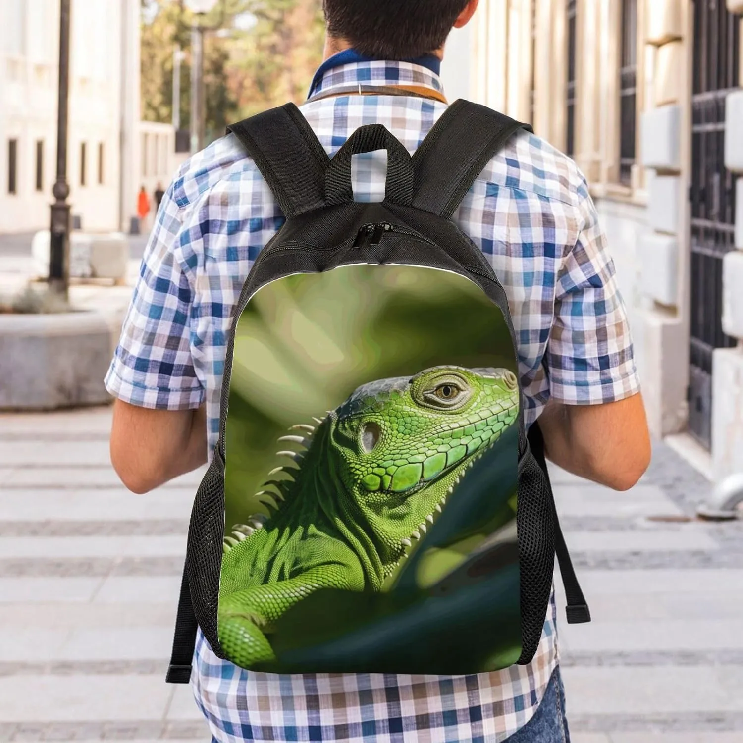 Travel Backpack for Women Men Lightweight 17 inch Laptop Bag Green Lizard Backpack Casual Daypack