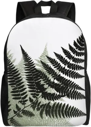 Travel Backpack for Women Men Lightweight 17 inch Laptop Bag natural plant silhouette fern leaf Backpack Casual Daypack