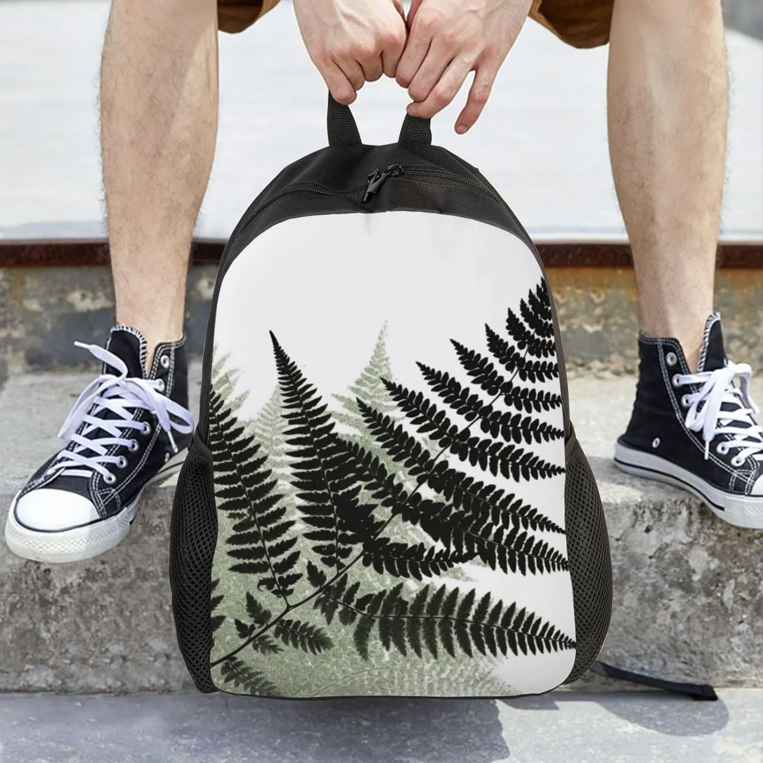Travel Backpack for Women Men Lightweight 17 inch Laptop Bag natural plant silhouette fern leaf Backpack Casual Daypack