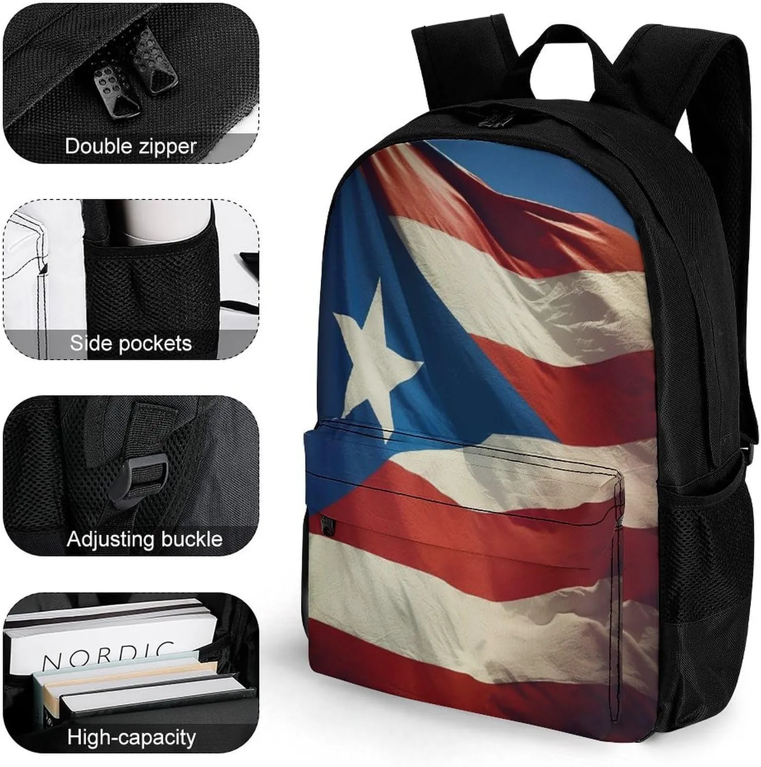 Travel Backpack Lightweight Laptop Backpack Personalized Puerto Rico Wallpaper Banner Casual Backpacks For Men Womens