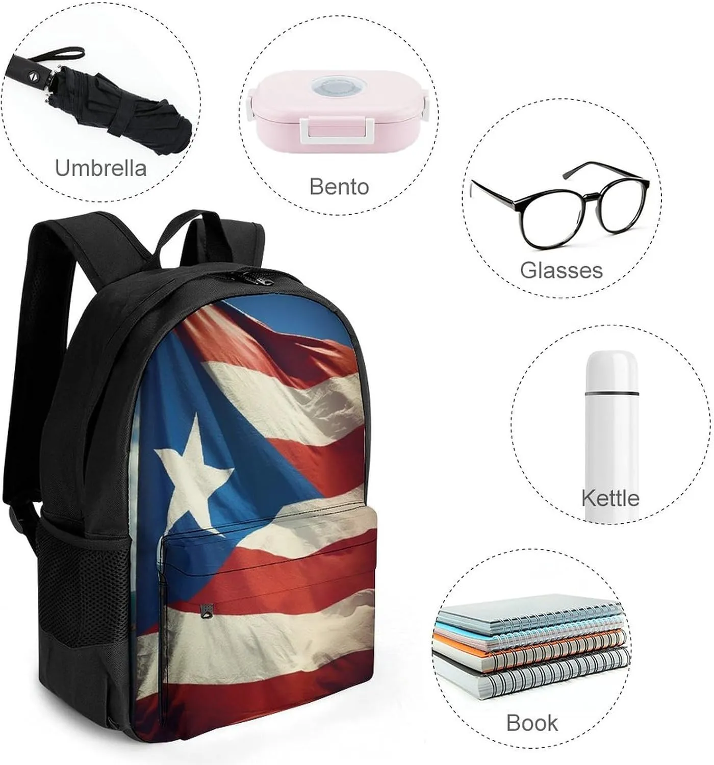 Travel Backpack Lightweight Laptop Backpack Personalized Puerto Rico Wallpaper Banner Casual Backpacks For Men Womens