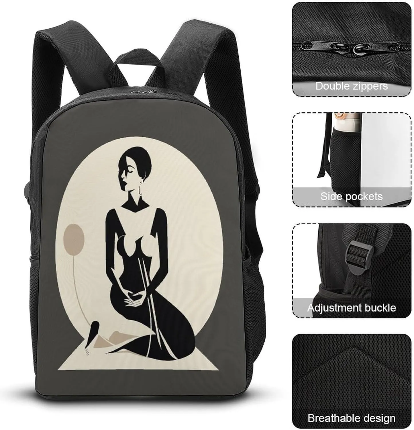 Travel Laptop Backpack Slim Durable Lightweight Back Pack Cute Elegant Illustration Small Backpack For Women Men