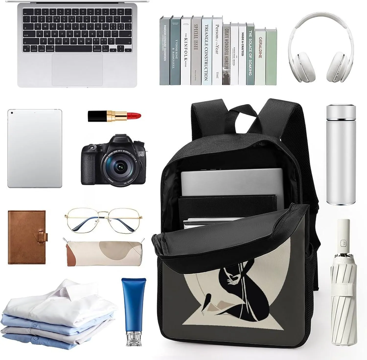 Travel Laptop Backpack Slim Durable Lightweight Back Pack Cute Elegant Illustration Small Backpack For Women Men