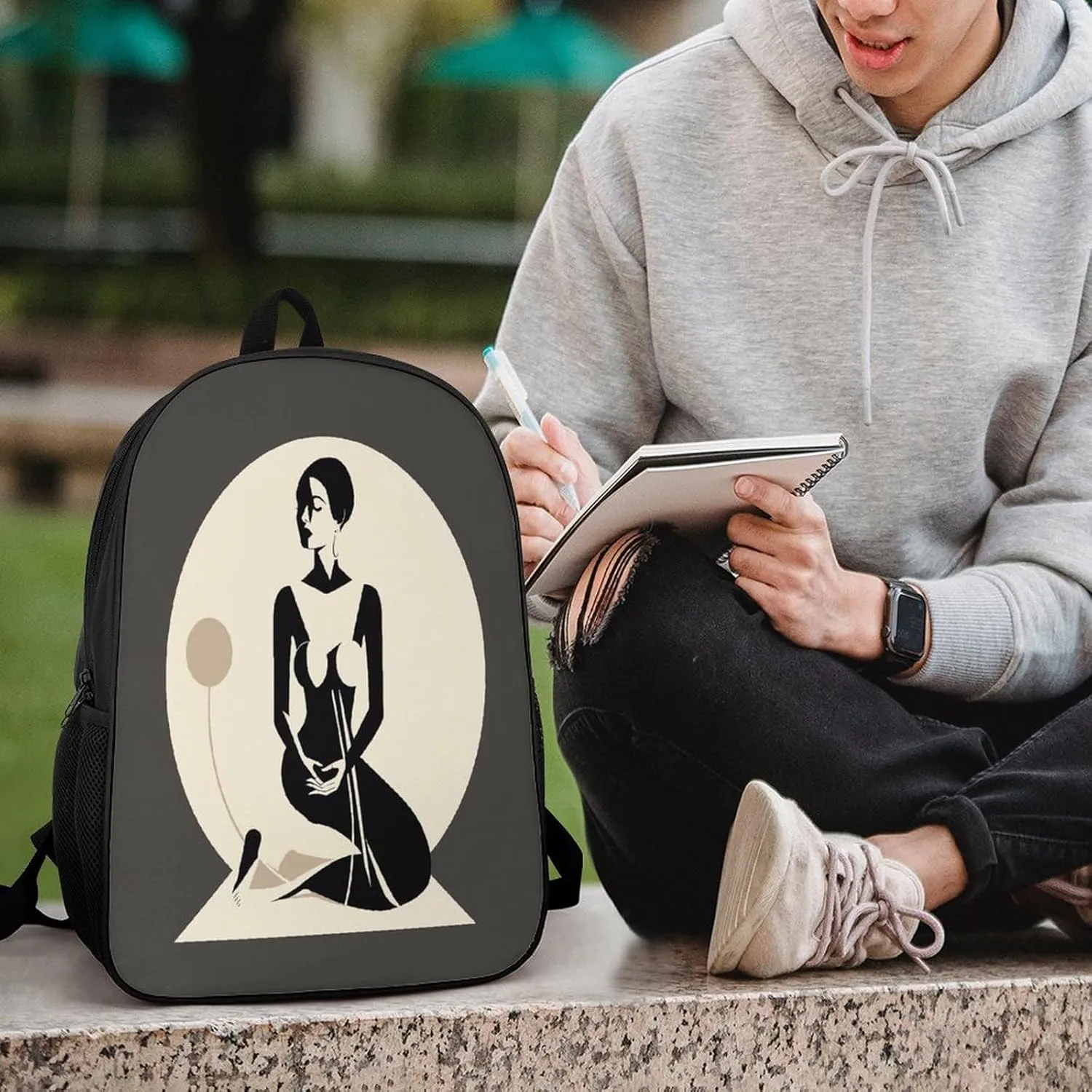 Travel Laptop Backpack Slim Durable Lightweight Back Pack Cute Elegant Illustration Small Backpack For Women Men