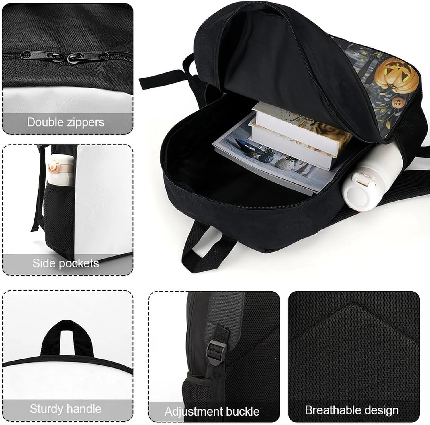 Travel Laptop Backpack Slim Durable Lightweight Back Pack Cute Pumpkin Family Small Backpack For Women Men