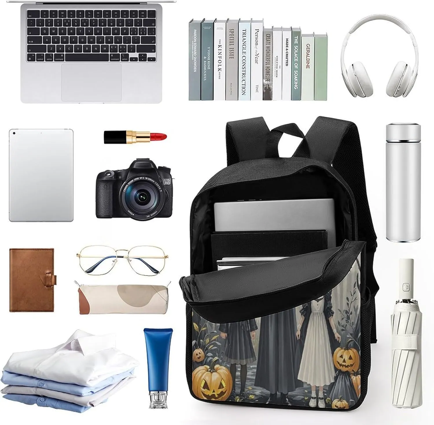 Travel Laptop Backpack Slim Durable Lightweight Back Pack Cute Pumpkin Family Small Backpack For Women Men