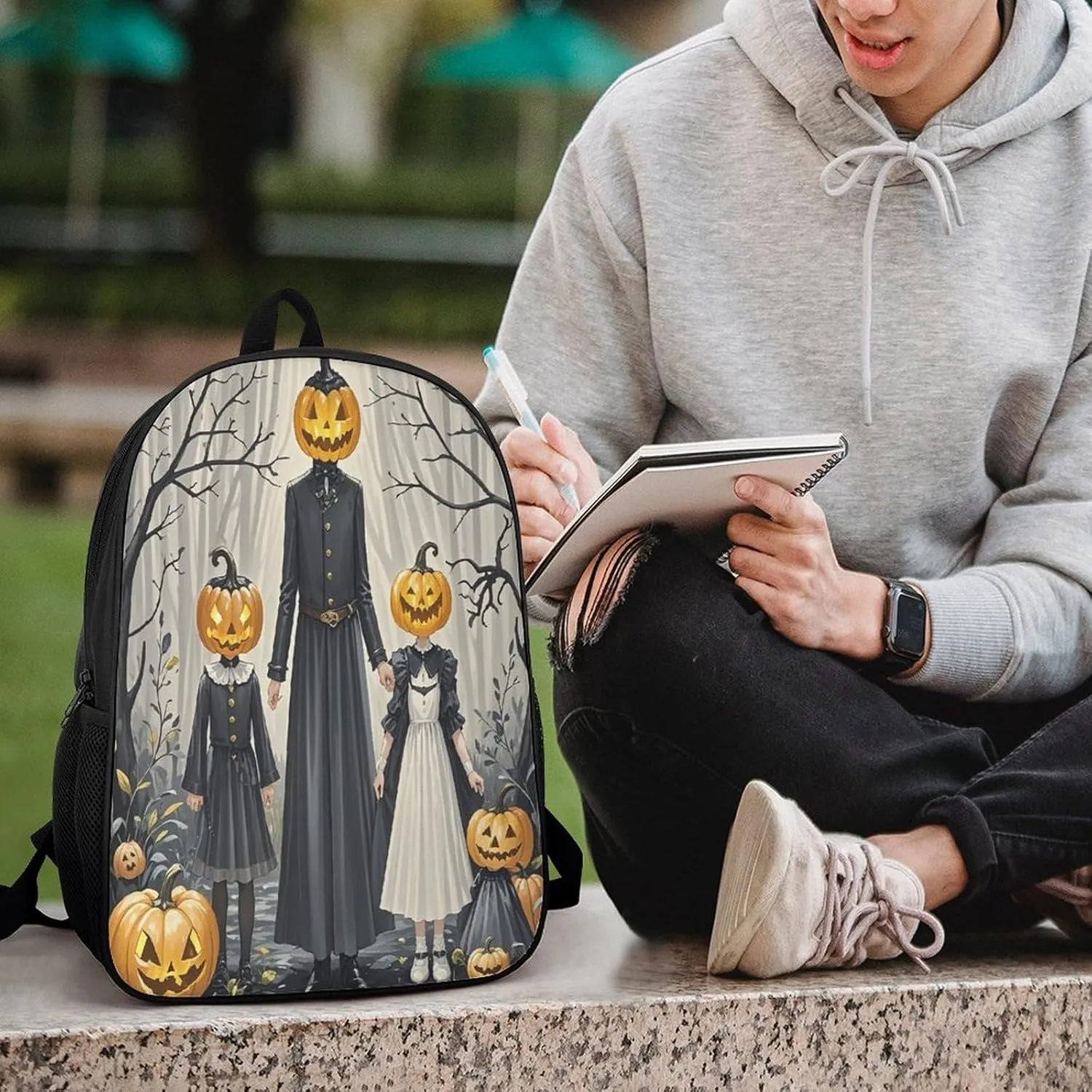 Travel Laptop Backpack Slim Durable Lightweight Back Pack Cute Pumpkin Family Small Backpack For Women Men