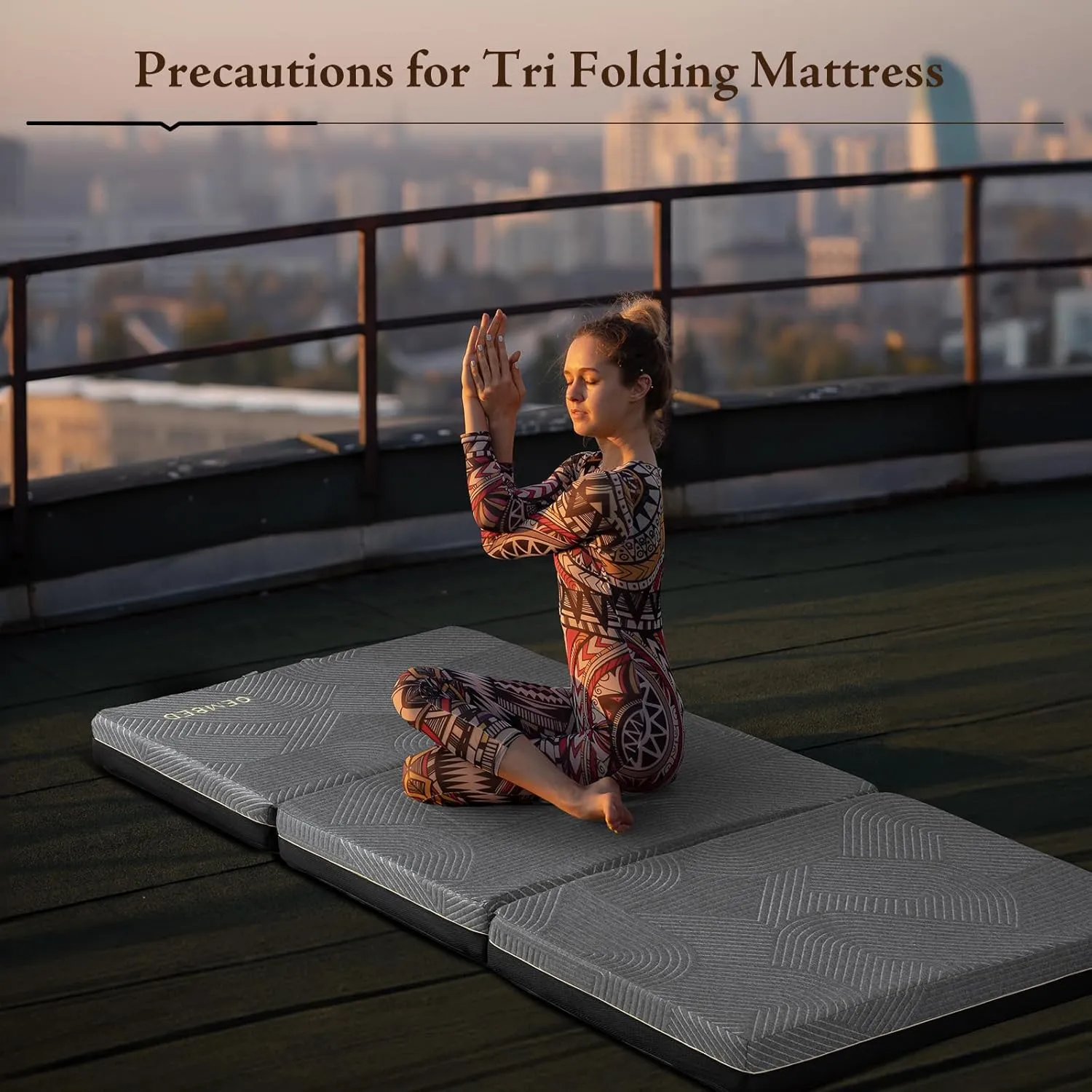 Tri Folding Mattress Twin Size - Memory Foam Tri-fold Mattress, Handle & Non-Slip Bottom, Portable Foldable Sofa Bed Floor Mattress Chair for Travel RV Camping Guest Yoga - 4 Inch, 75" 38"x4"