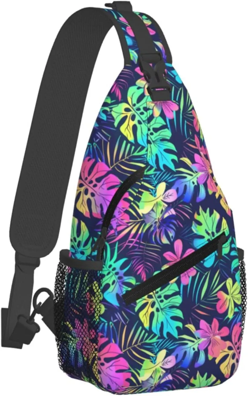 Tropical Hawaii Neon Palm Leav Crossbody bags for women Men Sling Bag Travel Chest Backpack Leisure Sports Outdoor Running Hiking