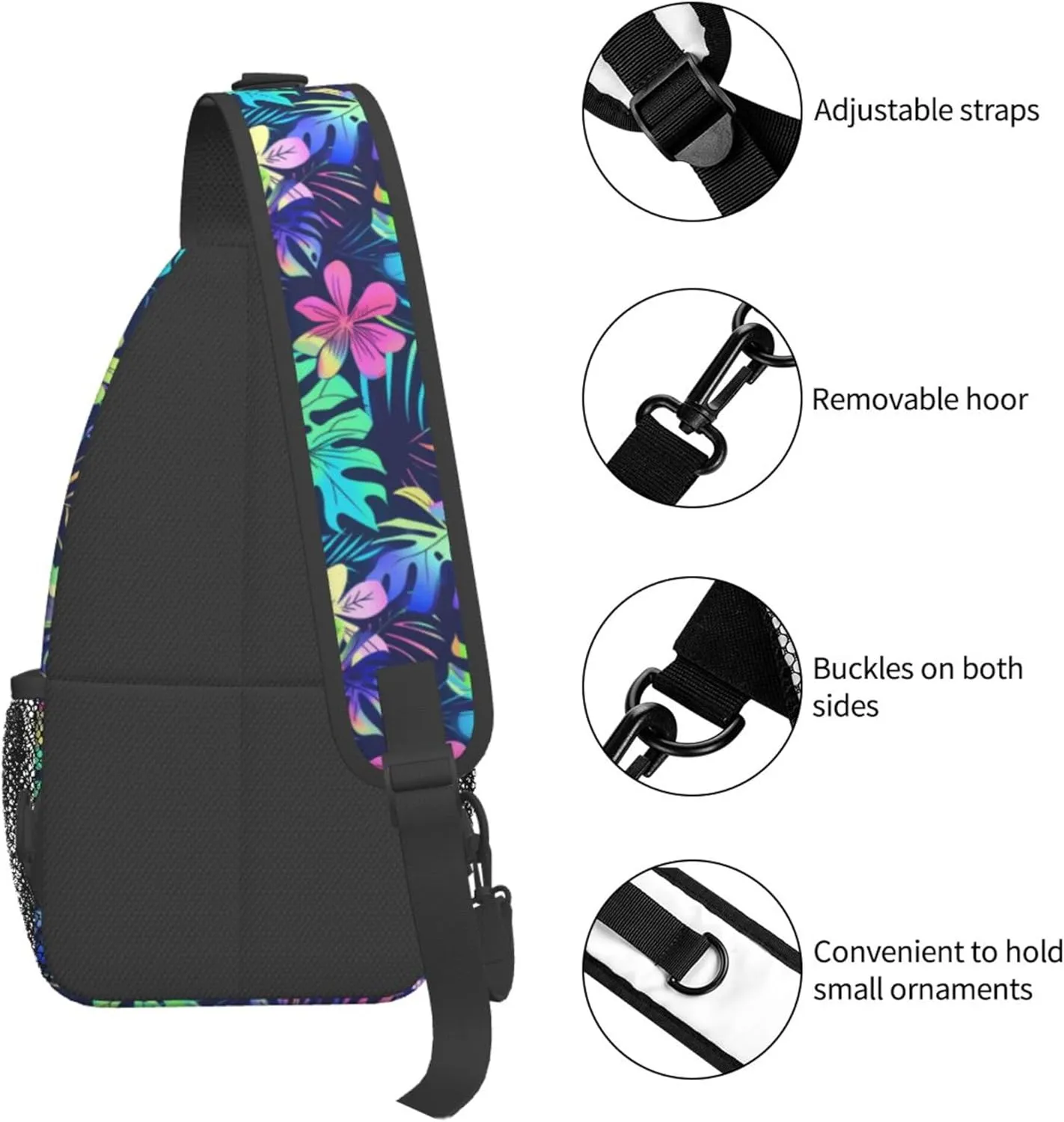 Tropical Hawaii Neon Palm Leav Crossbody bags for women Men Sling Bag Travel Chest Backpack Leisure Sports Outdoor Running Hiking