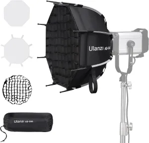 ULANZI 18''/45cm Parabolic Softbox Quick Release - Compatible with GODOX M200D/M300D, Aputure LS 60d/x/LS C120d II/Amaran 100 200dx/Amaran COB 60d/60x, and Other Bowens Mount Light