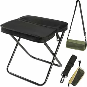 Ultra-Light Folding Stool – Supports Up to 265 Lbs, Foldable Stool Portable, Mountaineering and Hiking Portable, Ultralight Camping Stools for Hiking and Fishing (Black, Large)