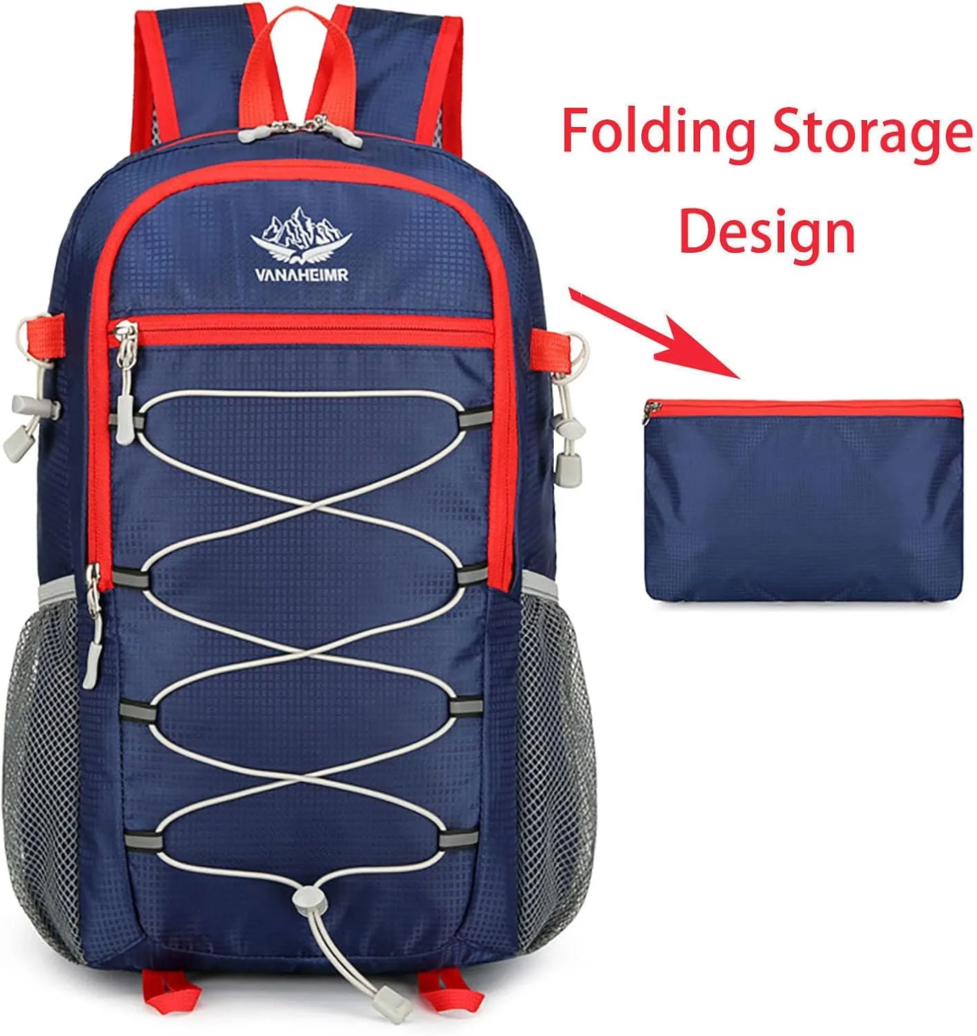 Ultralight Packable Hiking Backpack 17 Inch Waterproof Travel Daypack for Camping Outdoor (Dark Blue)