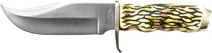 Uncle Henry 171UH Pro Hunter 9.8in Fixed Blade Knife with High Carbon Stainless Steel Blade, Staglon Handle, Sharpening Stone, and Leather Belt Sheath for Hunting, EDC, Survival, Camping, and Outdoor