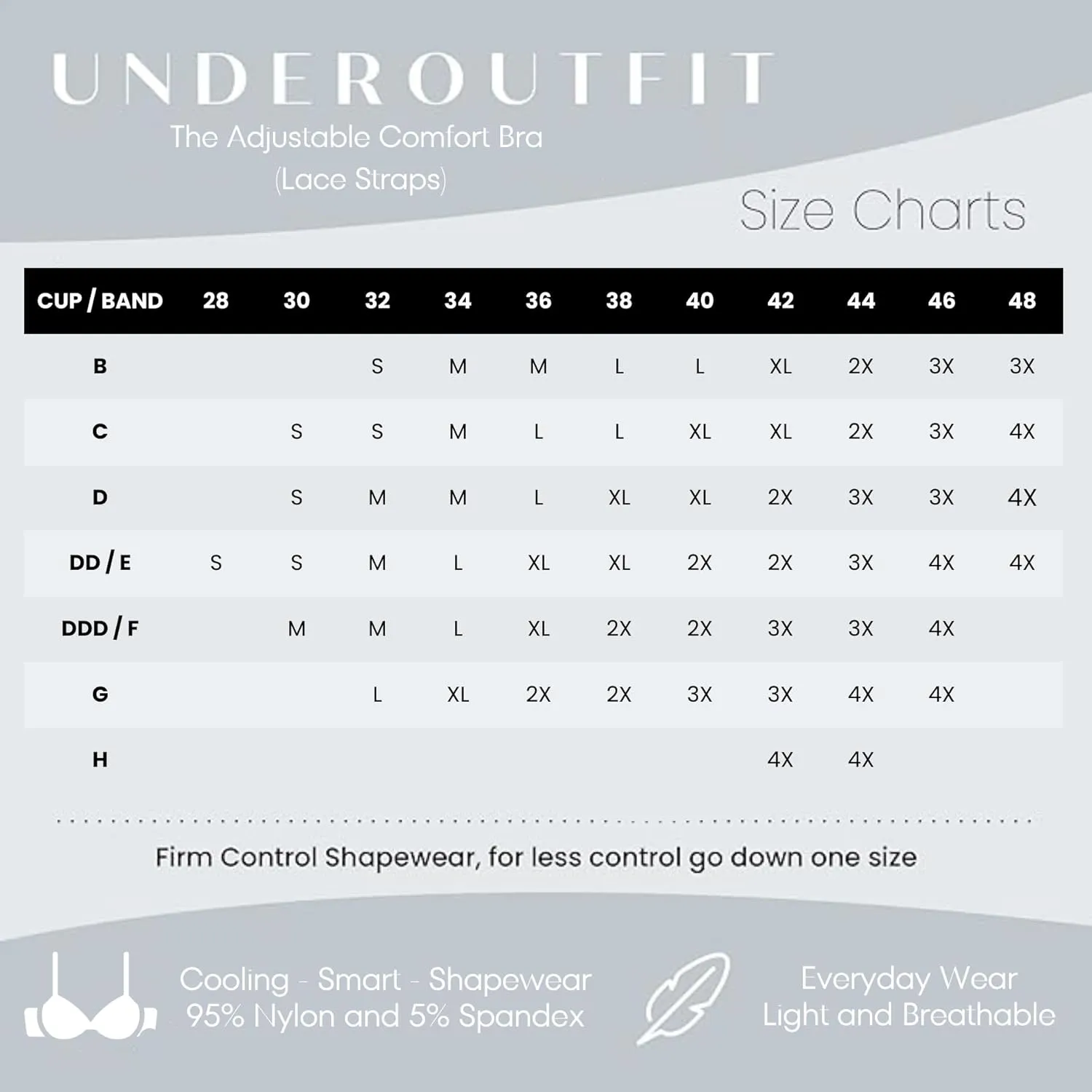 Underoutfit Comfort Shaping Bra - Wireless Everyday Bra with Adjustable Lace Straps