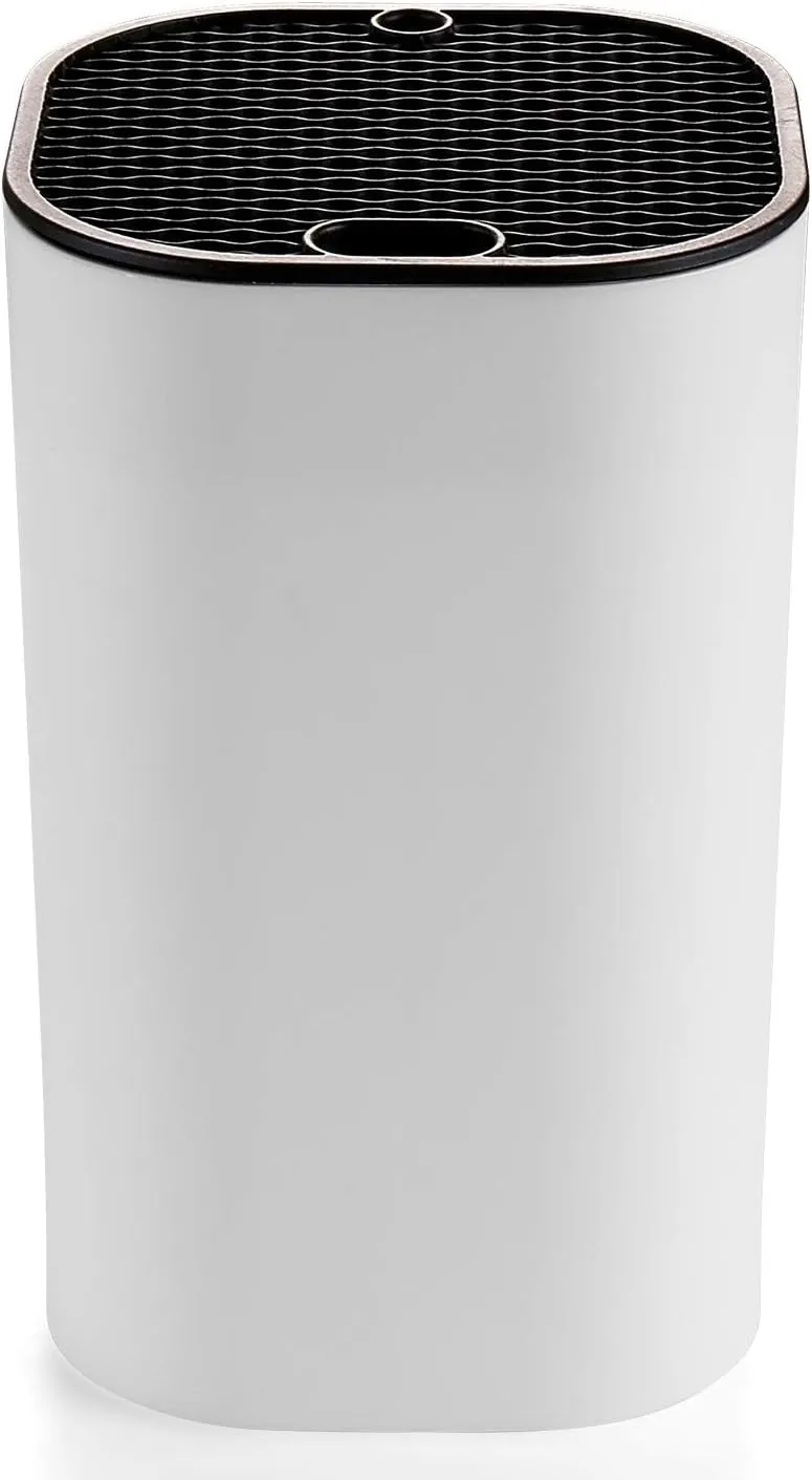 Universal Knife Block for Kitchen, WELLSTAR Knife Holder without Knives, Safe Space Saver Large Volume Stable Knife Storage with Scissors and Sharpening Rod Slot, Detachable for Easy Cleaning - White