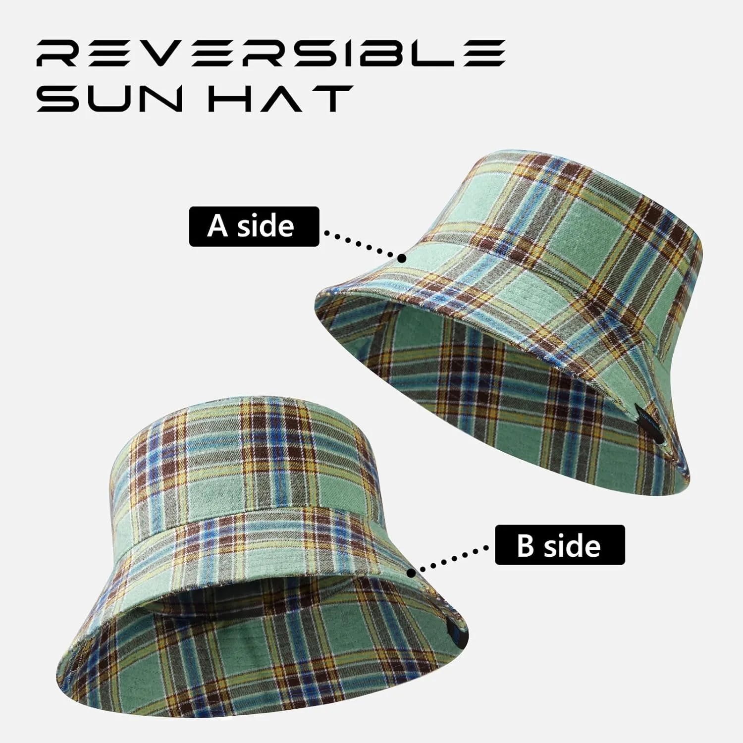 UPF 50  Reversible Foldable Sun Bucket Hat for Hiking Fishing Beach Safari Men Women