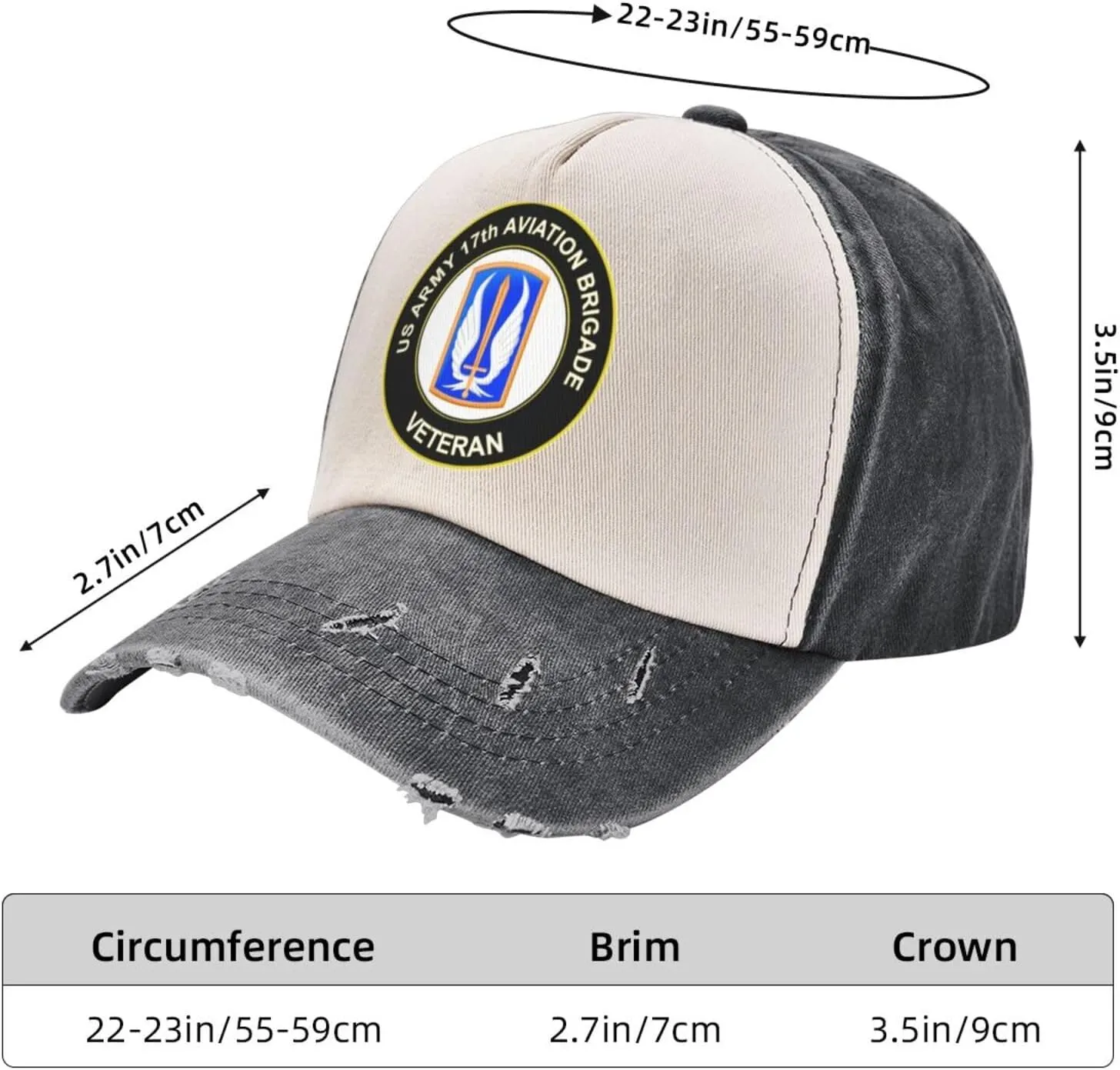 US Army 17th Aviation Brigade Veteran Vintage Washed Distressed Baseball Cap