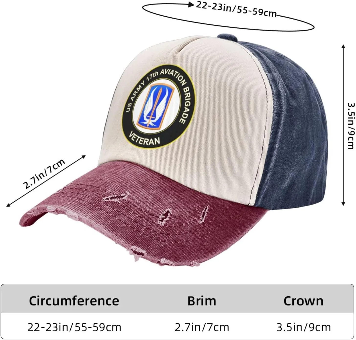 US Army 17th Aviation Brigade Veteran Vintage Washed Distressed Baseball Cap
