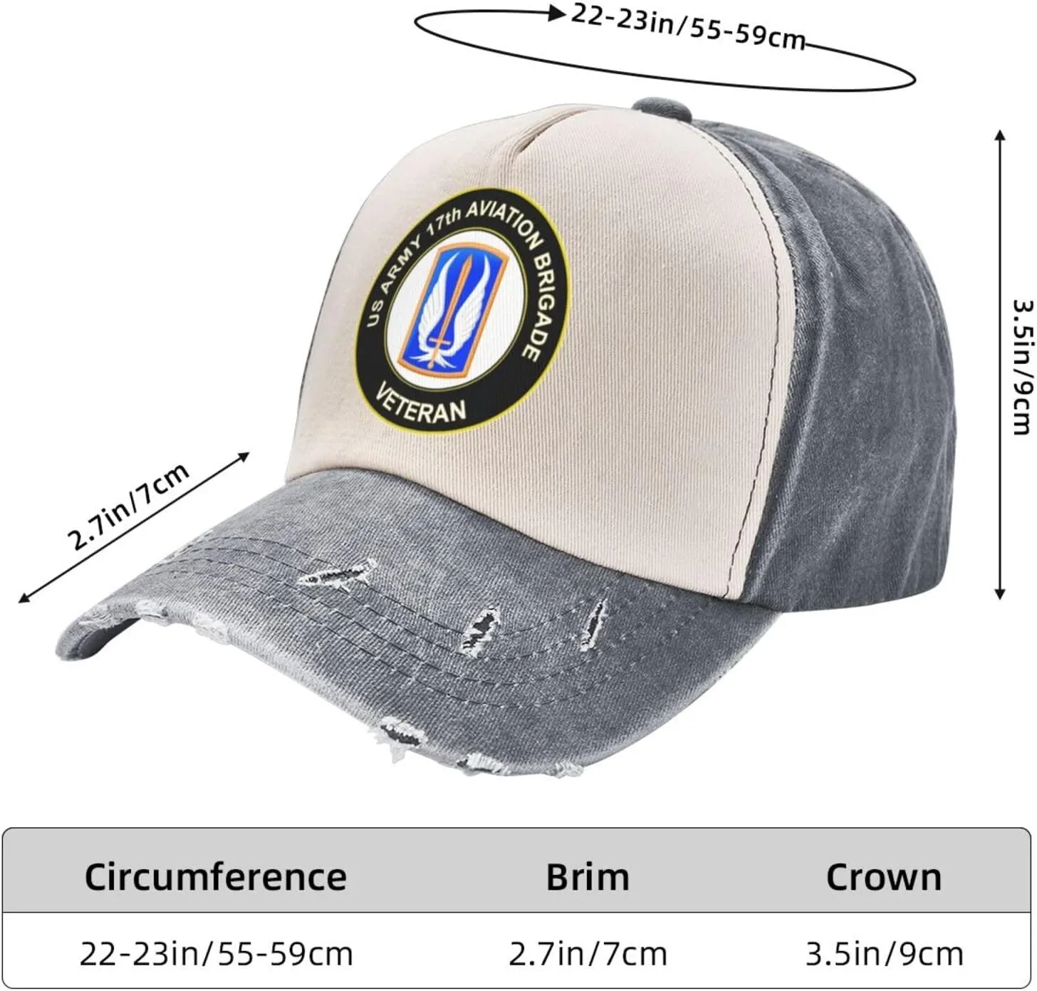 US Army 17th Aviation Brigade Veteran Vintage Washed Distressed Baseball Cap