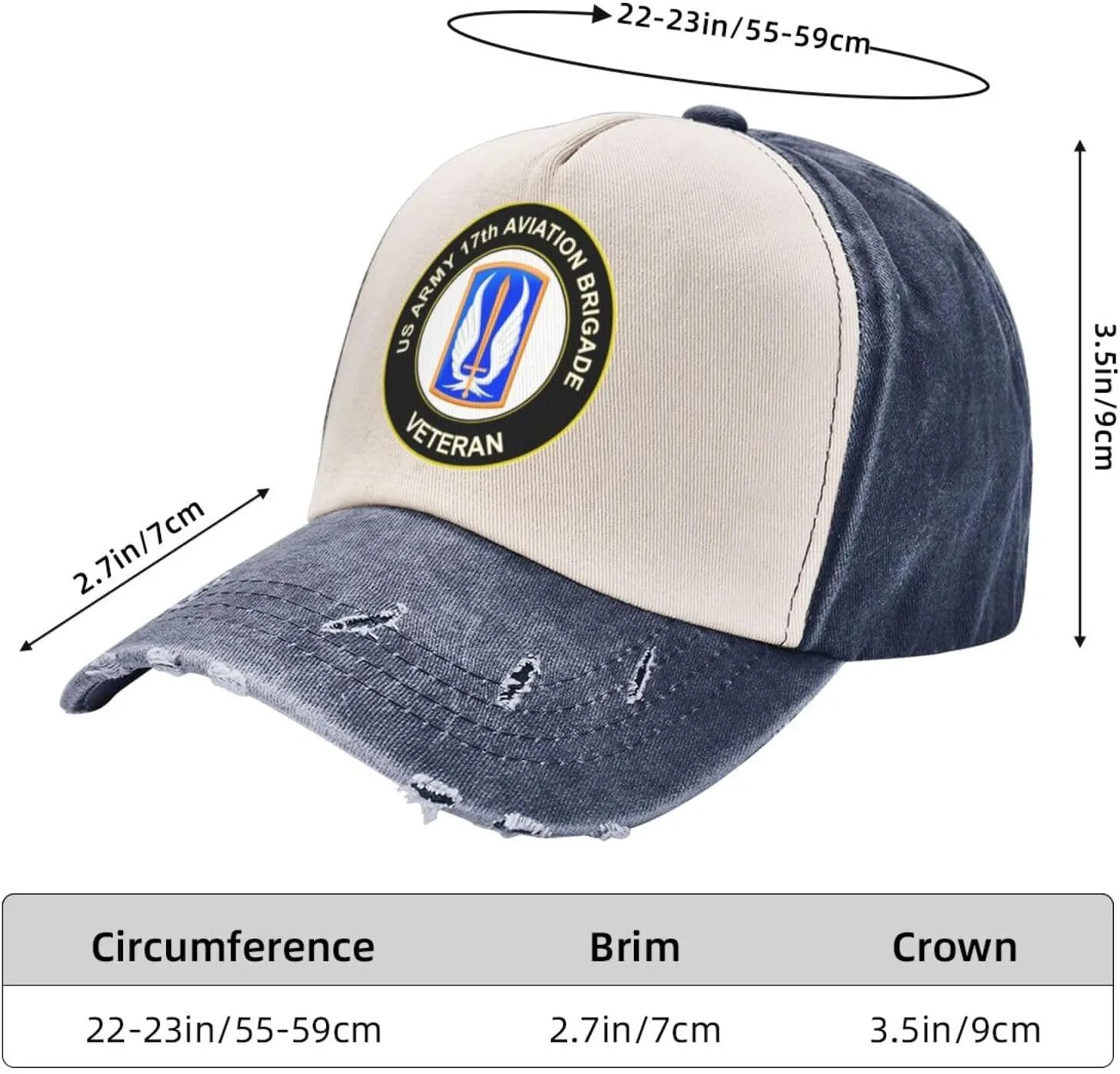 US Army 17th Aviation Brigade Veteran Vintage Washed Distressed Baseball Cap