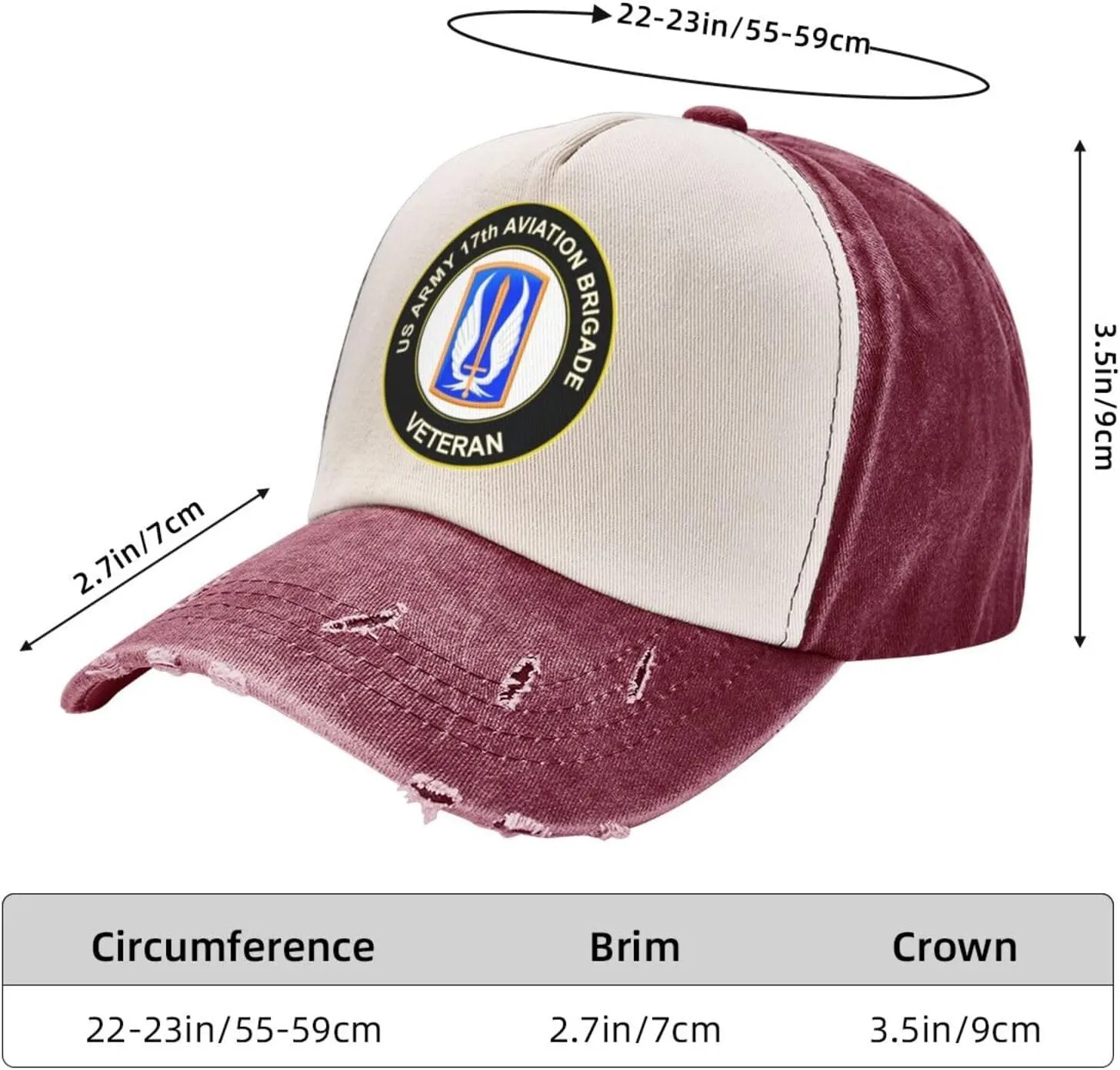 US Army 17th Aviation Brigade Veteran Vintage Washed Distressed Baseball Cap