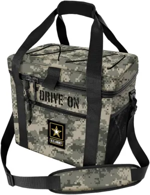 US Army Soft Cooler 24 Can Insulated Leak Proof Travel Cooler Tactical Soft Sided Camo Cooler for Camping, Picnic, Beach, Work, Trip
