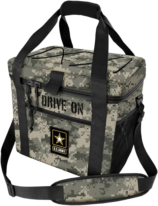 US Army Soft Cooler 24 Can Insulated Leak Proof Travel Cooler Tactical Soft Sided Camo Cooler for Camping, Picnic, Beach, Work, Trip