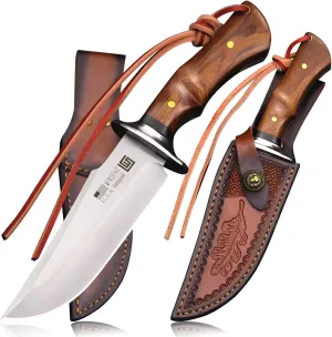(USA 440C steel 10.5-inch hunting straight knife   leather sheath,suitable for outdoor travel, camping, survival, fishing, and Gifts for Men's and Women's Festivals