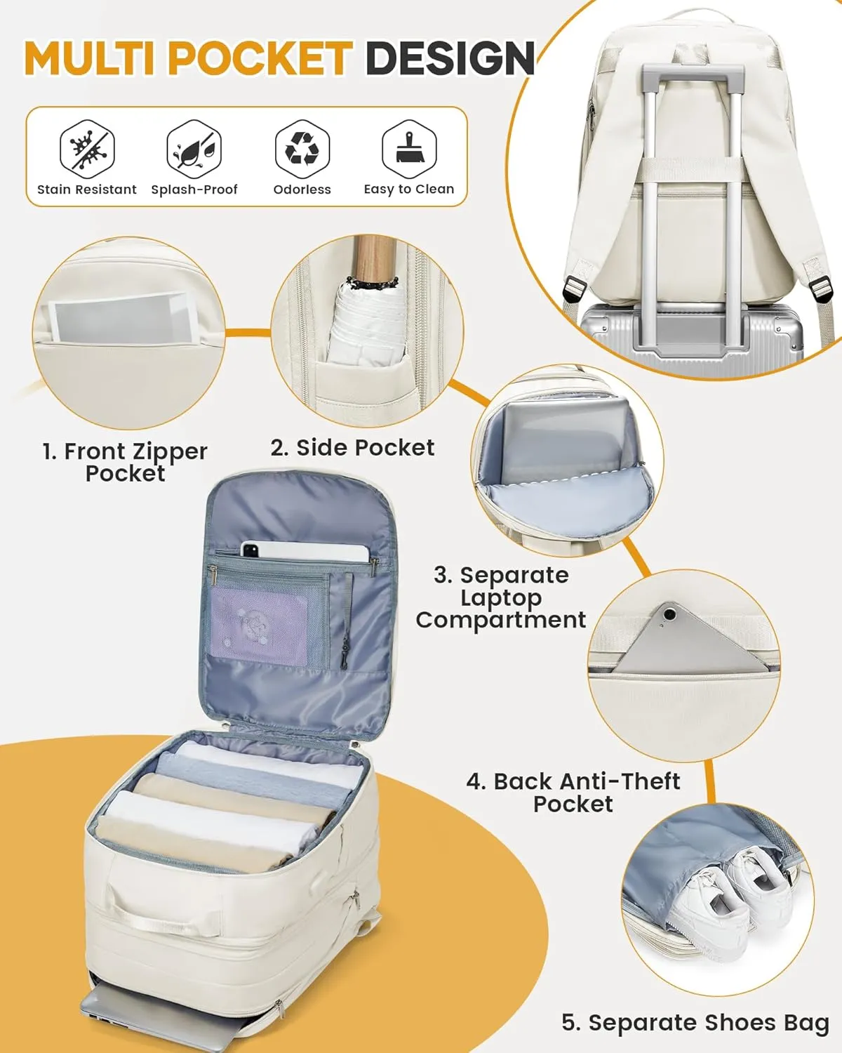 Vacuum Backpack Travel with Pump, Vacuum Seal Backpack, Airback Personal Item Bag Flight Approved, Expandable Airback Bags - Beige, 30L-50L