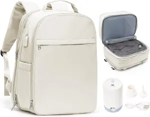 Vacuum Backpack Travel with Pump, Vacuum Seal Backpack, Airback Personal Item Bag Flight Approved, Expandable Airback Bags - Beige, 30L-50L