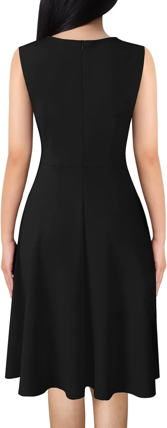 VFSHOW Womens Elegant Front Zipper Slim Work Business Office Party Cocktail Skater A-Line Dress