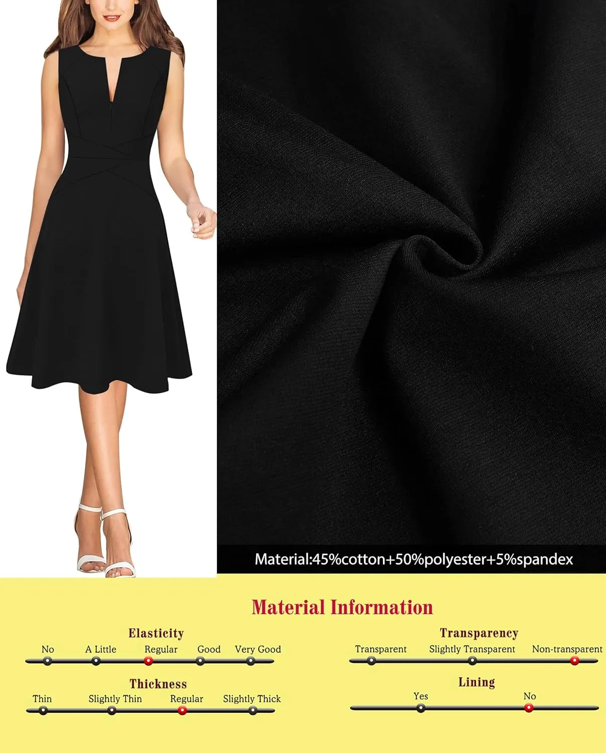 VFSHOW Womens Elegant Front Zipper Slim Work Business Office Party Cocktail Skater A-Line Dress