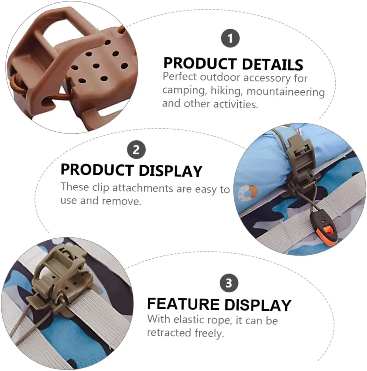 VICASKY Webbing Buckle Clamp Rubber Band Flashlight Buckle Clasp Back Straps Clip Abs Nylon Flashlight Buckle