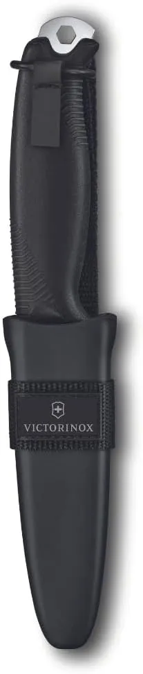 Victorinox Venture Fixed-Blade Full Tang Stainless Steel Outdoor Knife - Durable Black Handle, Swiss Army Knife That is Ideal for Camping and Survival