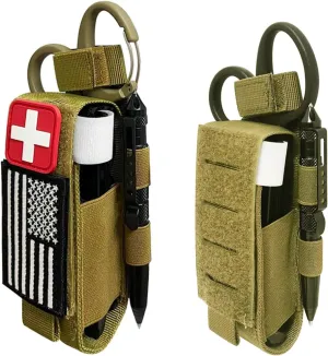 VIIDOO 2 Pack Molle TQ Tourniquet Pouch Holder & Tactical Trauma Medical Shear Pouch Holder