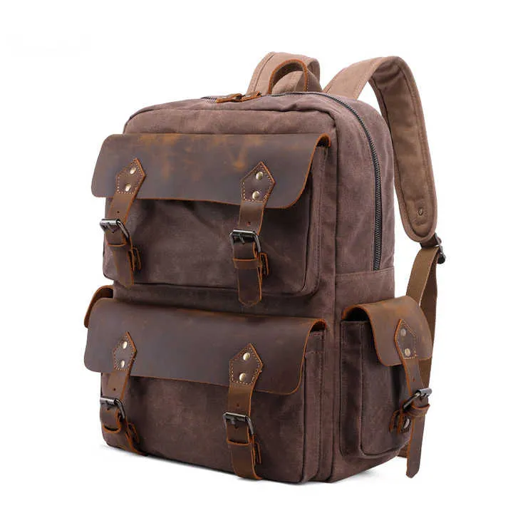 Vintage Canvas Laptop Backpack for Travel & Hiking