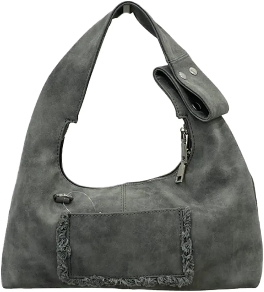 Vintage Underarm Bag for Women Y2K Designer Bag Suede Shoulder Bag Suede Fall Purse Top Handle Tote Handbag