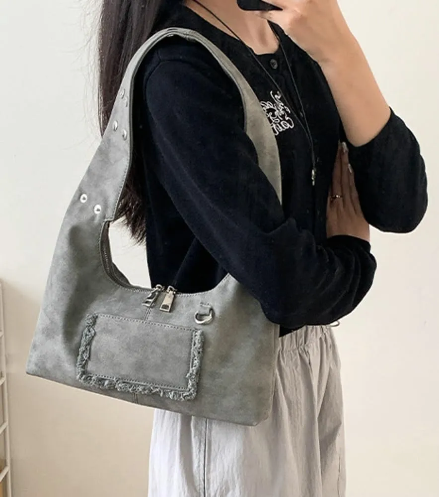 Vintage Underarm Bag for Women Y2K Designer Bag Suede Shoulder Bag Suede Fall Purse Top Handle Tote Handbag