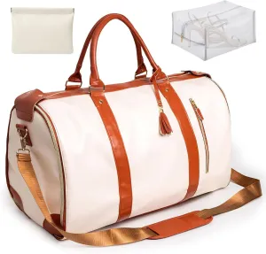 Viralhuntz Travel Bag, Viral Huntz Foldable Travel Bag with Waterproof Shoe Bag, Viralhuntz Foldable Garment Travel Bag Waterproof (Beige (Classic))