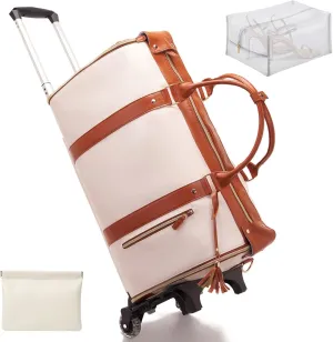 Viralhuntz Travel Bag, Viral Huntz Foldable Travel Bag with Waterproof Shoe Bag, Viralhuntz Foldable Garment Travel Bag Waterproof (Beige (Roller Edition))
