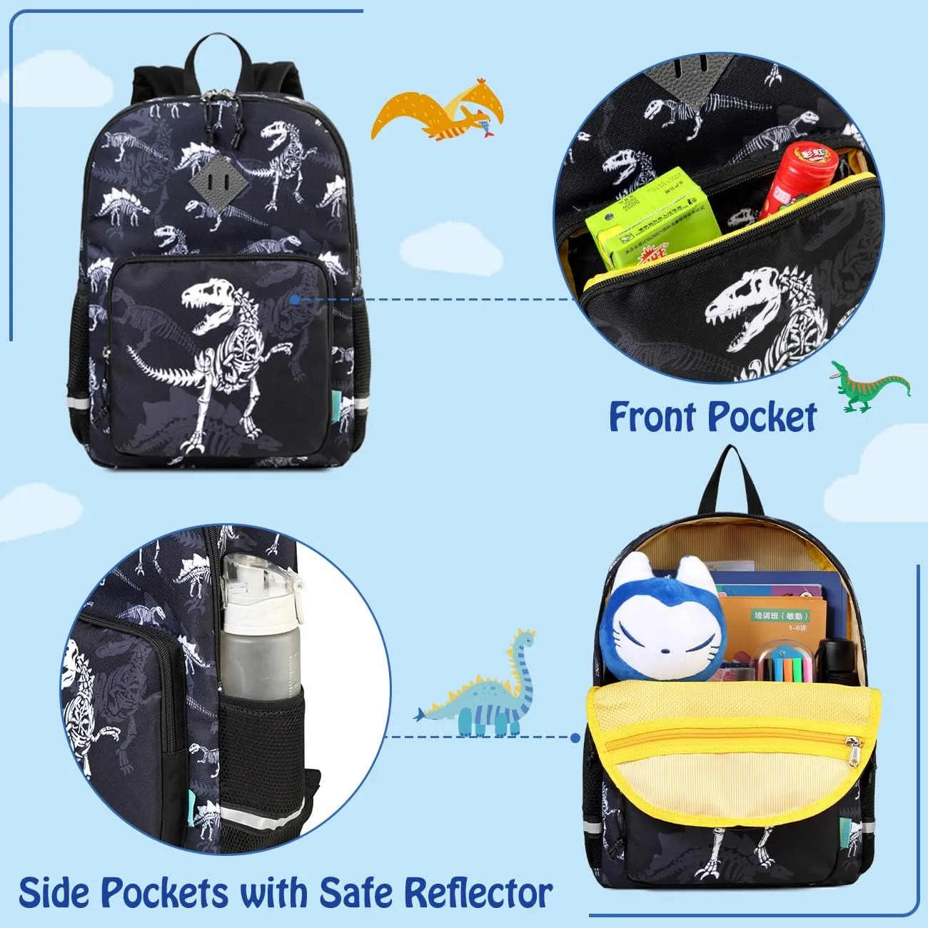 VX VONXURY Kids Backpack, Cute Lightweight Toddler Preschool Backpack for Little Boys Girls with Chest Buckle