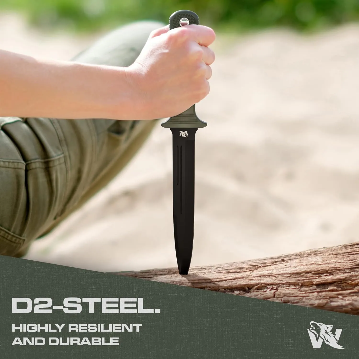 W-Catcher Fixed Blade Knife with Sheath - Large Hunting-Knife made of D2 steel - Big Fixed Blade Knives with Non-Slip TPE Handle - Full Tang Survivalknife for Outdoor Activities