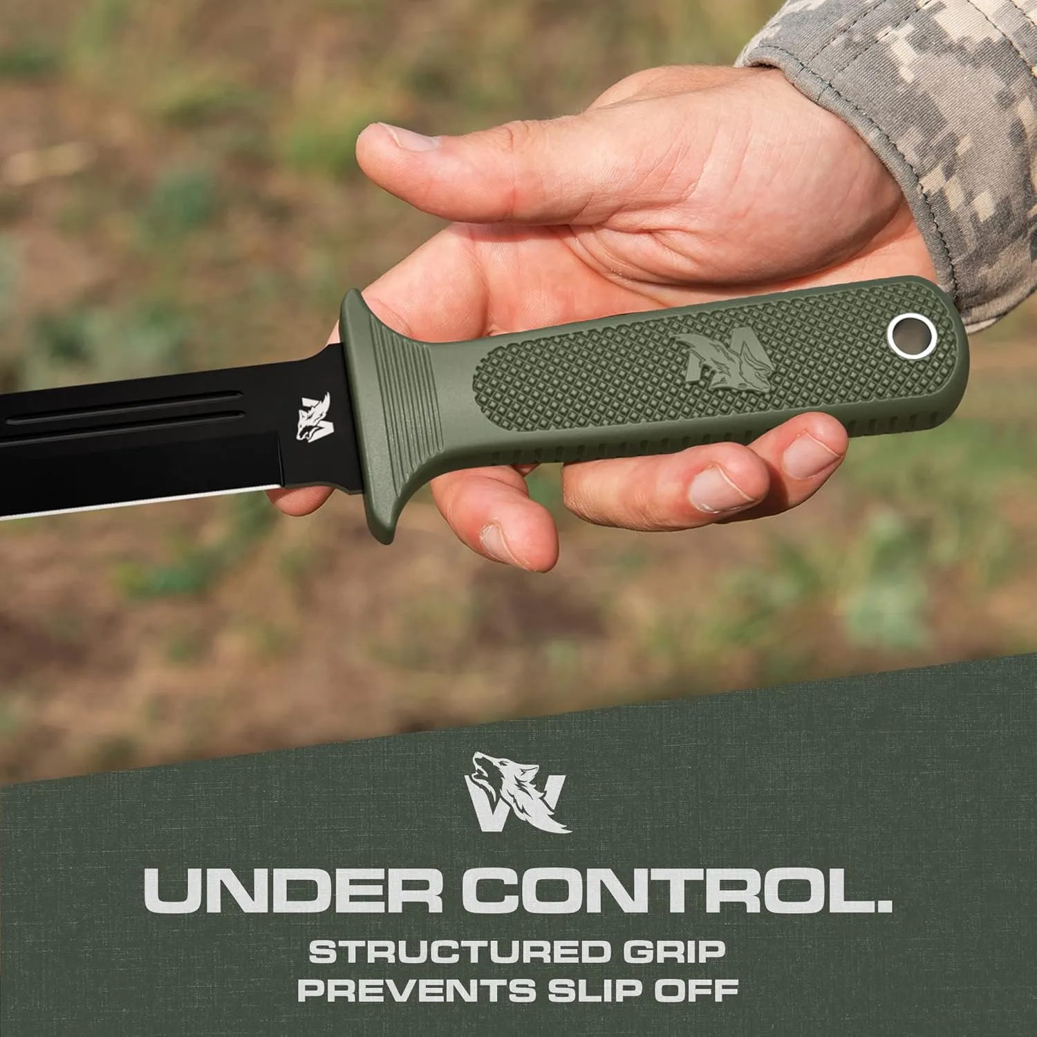 W-Catcher Fixed Blade Knife with Sheath - Large Hunting-Knife made of D2 steel - Big Fixed Blade Knives with Non-Slip TPE Handle - Full Tang Survivalknife for Outdoor Activities